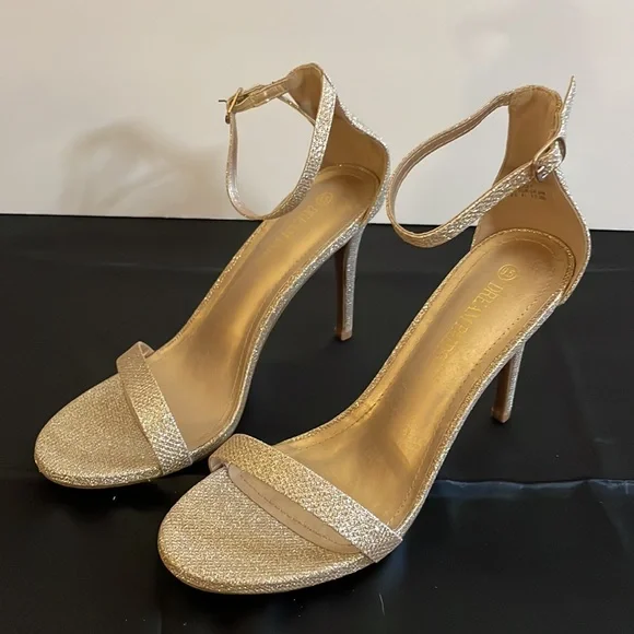 DREAM PAIRS Women's Glitter Gold Ankle Strap High Stiletto Heels Pumps Heel - Picture 5 of 14
